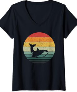 Womens Orca Retro Sunset Vintage Design V-Neck T-Shirt