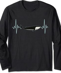 Funny Pun Orca Whale Heartbeat ECG Design Long Sleeve T-Shirt