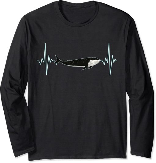 Funny Pun Orca Whale Heartbeat ECG Design Long Sleeve T-Shirt