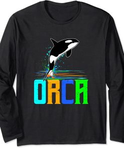 Vintage Orca Graphic Gift for Whale Lover Long Sleeve T-Shirt