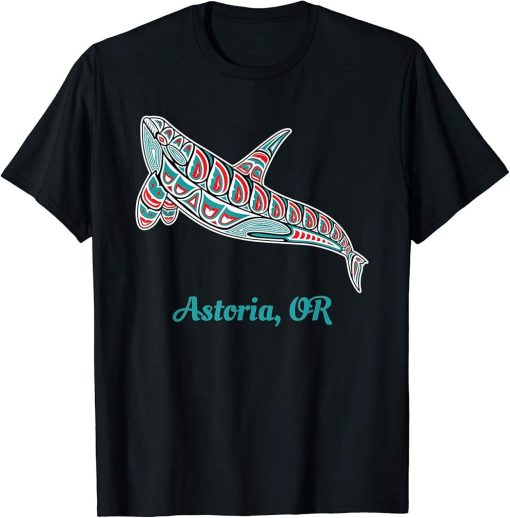Astoria, Oregon Upward Orca Killer Whale Native American T-Shirt