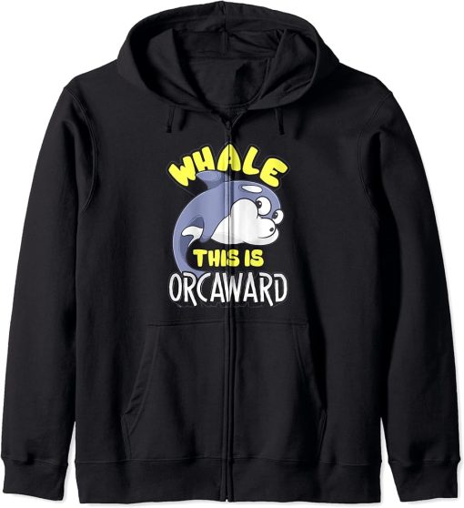 women men apparel: Funny animals design orca whale Zip Hoodie