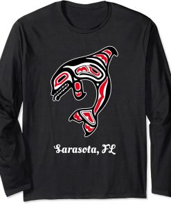 Native American Sarasota Florida Red Orca Killer Whale Long Sleeve T-Shirt