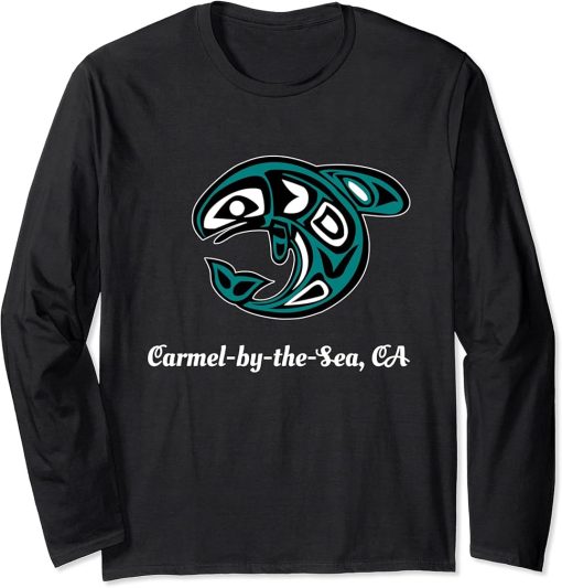 Carmel--by-the-Sea Native American Tribal Orca Killer Whale Long Sleeve T-Shirt