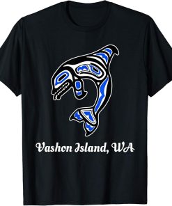 Blue Native American Vashon Island WA Orca Killer Whale T-Shirt